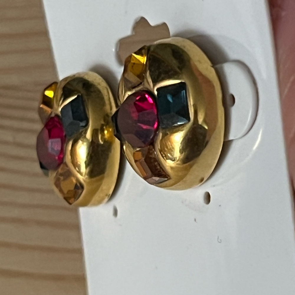 Vintage signed Napier pierced earrings - Picture 2 of 8